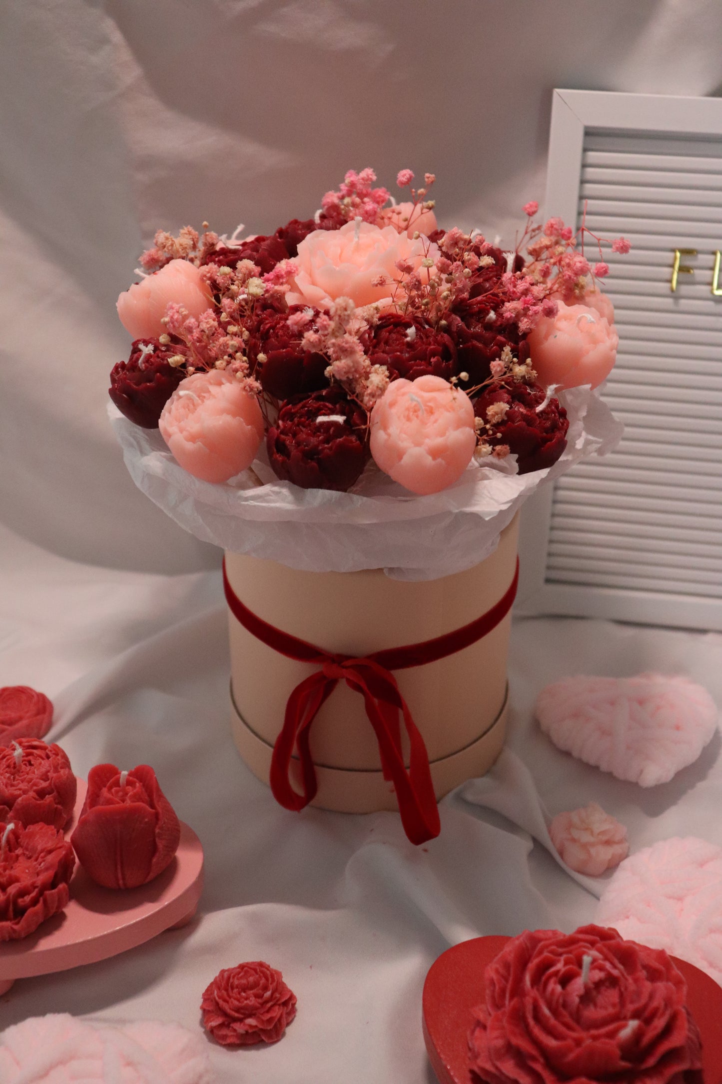 Red and Pink Candle Bouquet/Flower Candle