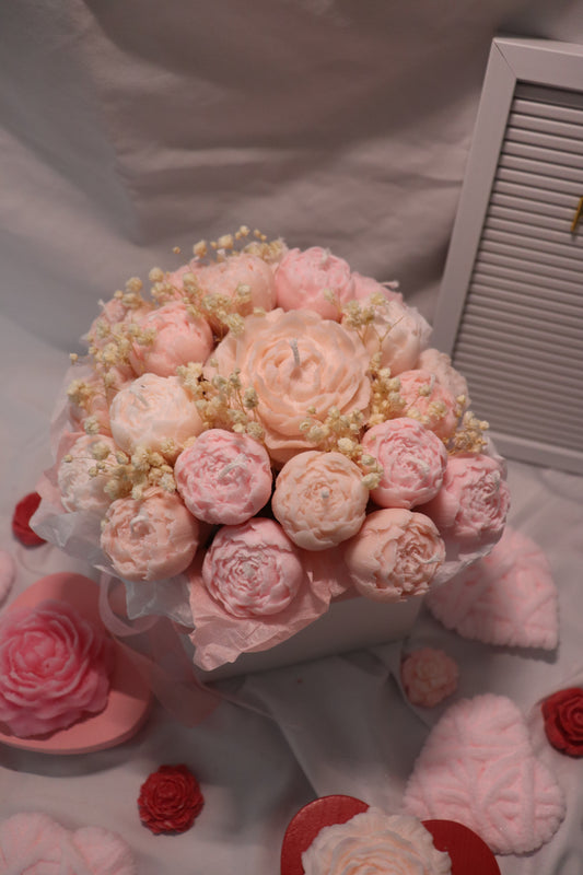 Pink and White Candle Bouquet/ Flower Candle